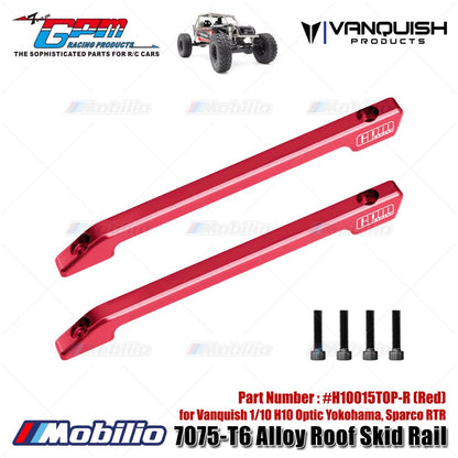 GPM Part #H10015TOP 7075-T6 Alloy Roof Skid Rail for Vanquish 1/10 H10 Optic Yokohama Sparco RTR