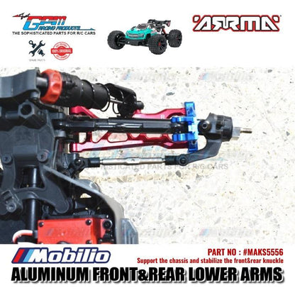 GPM Part #MAKS5556 Aluminum Front and Rear Lower Arms Set Arrma Kraton 4X4 4S BLX Monster Truck