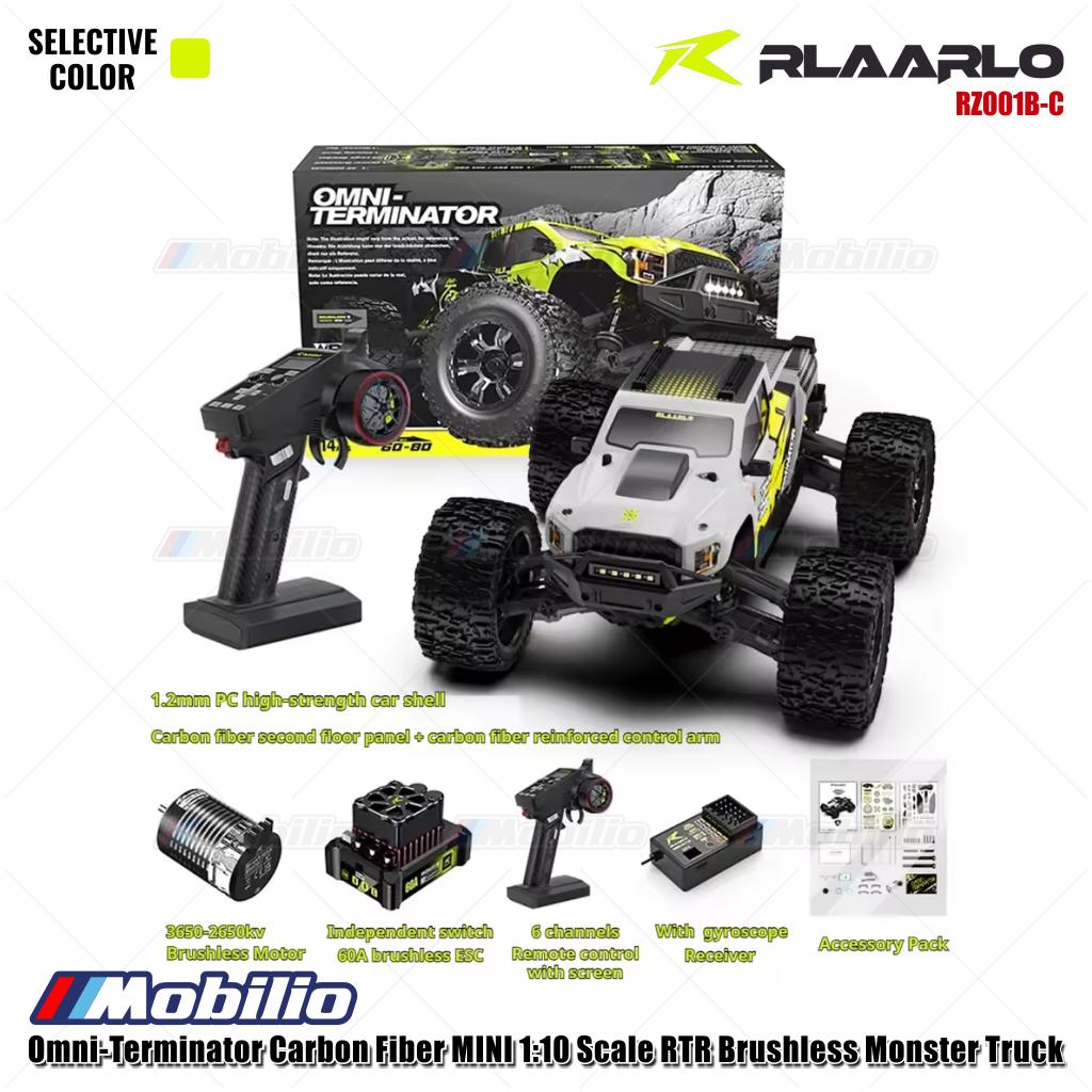 Rlaarlo Omni-Terminator Carbon Fiber MINI Skala 1:10 RTR Brushless Monster Truck Versi V2 RZ001B-C RZ001O-C RZ001Y-C