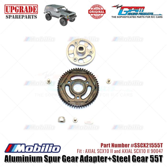 GPM Part #SSCX21555T Aluminium Spur Gear Adapter and Steel Gear 55T RC Upgrade Axial SCX10 II Crawler Adventure