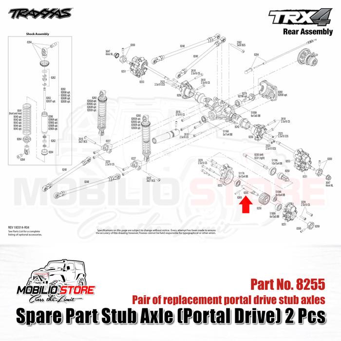 Traxxas Part #8255 Pair of replacement portal drive stub axles for Traxxas Part TRX4