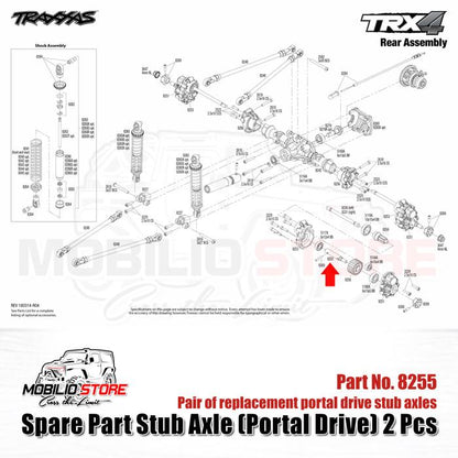 Traxxas Part #8255 Pair of replacement portal drive stub axles for Traxxas Part TRX4