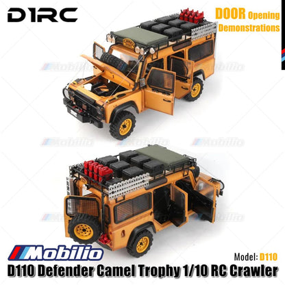 D1RC D110 Defender Camel Trophy Skala 1/10 Jarak Sumbu Roda 334mm Mobil RC Crawler Petualangan