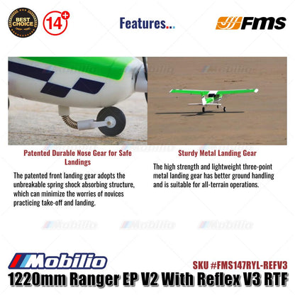 FMS 1220mm Ranger EP V2 Dengan Reflex V3 RTF Siap Terbang #FMS147RGN-REFV3 Pesawat RC Aeromodeling