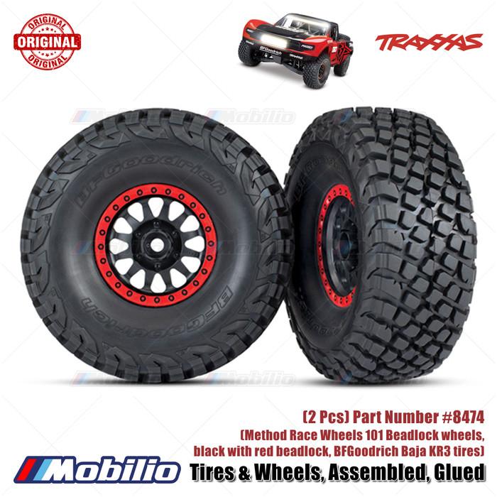 Traxxas Part #8474 Tires Wheels Assembled Glued Method Race Wheels 101 Beadlock Wheels BFGoodrich Baja KR3 Tires 2 Pcs