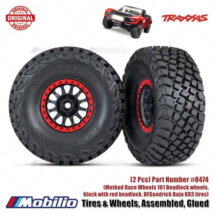 Traxxas Part #8474 Tires Wheels Assembled Glued Method Race Wheels 101 Beadlock Wheels BFGoodrich Baja KR3 Tires 2 Pcs