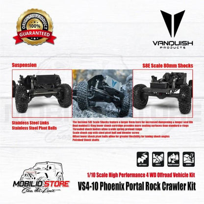 Vanquish 1/10 VS4-10 4WD Rock Crawler KIT W/ Phoenix Portal Clear Body
