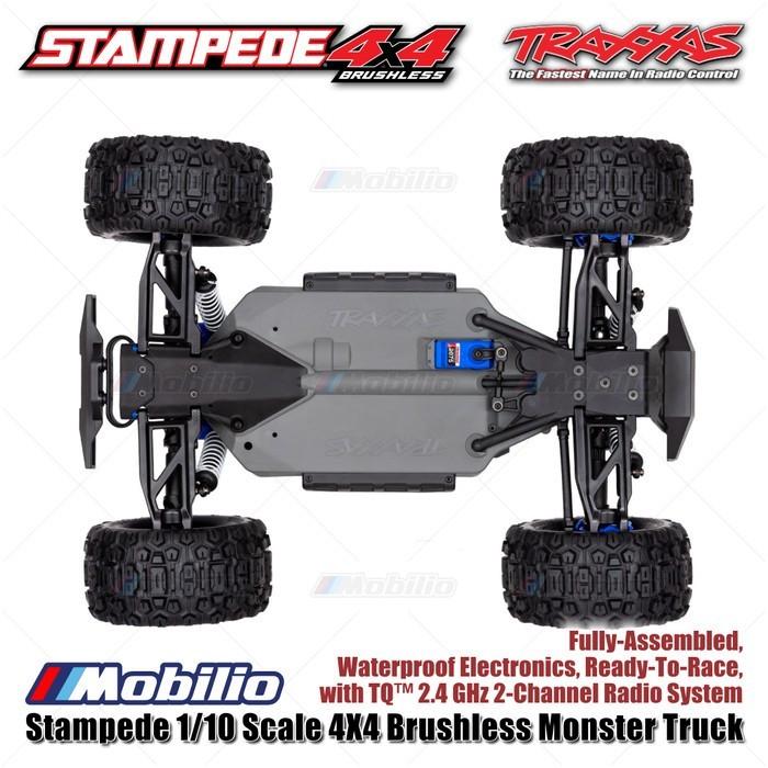 Traxxas 67154-4 Stampede BL-2S Truk Monster 4X4 Brushless Skala 1/10 Rakitan Lengkap Tahan Air RTR
