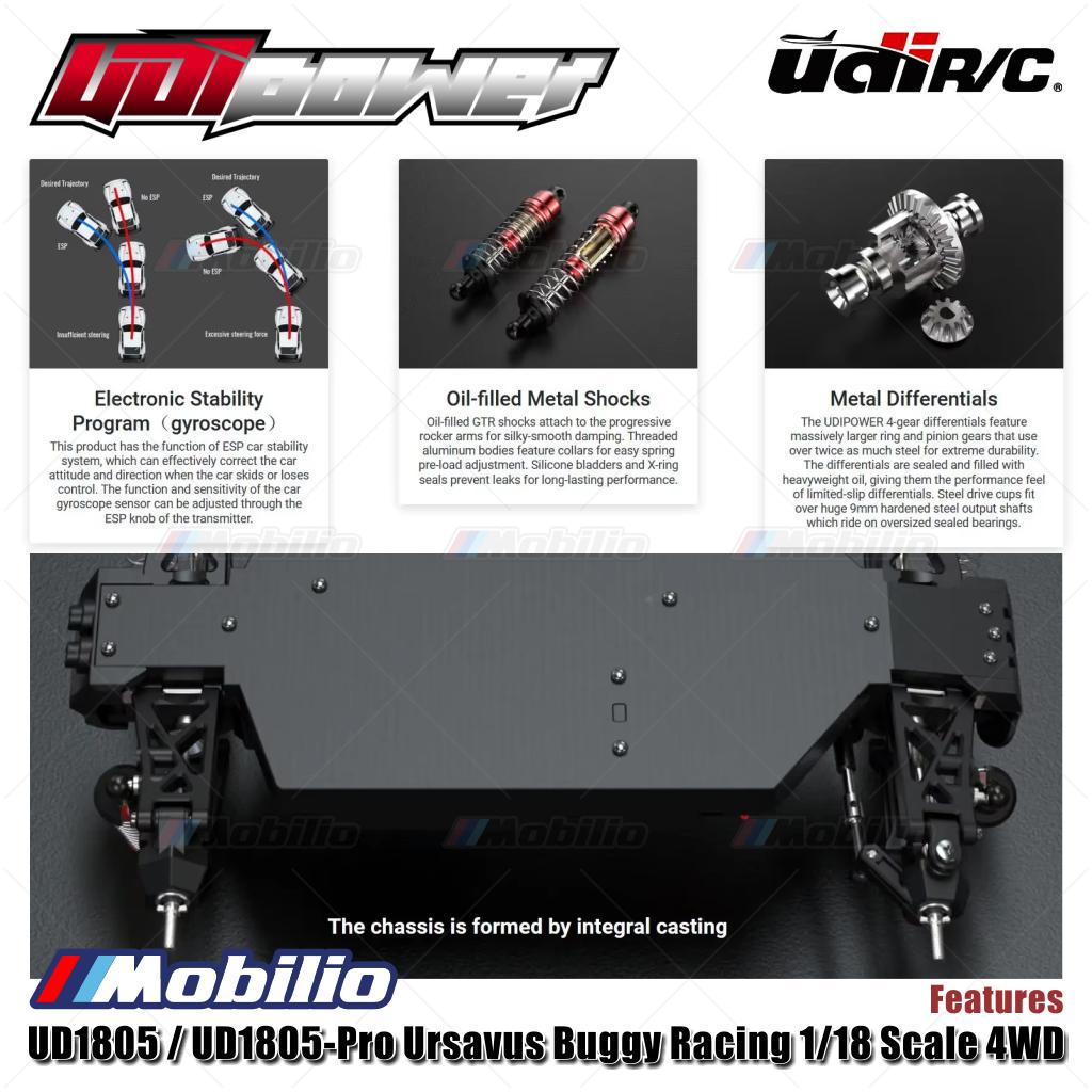 UDIR/C UD1805 / UD1805-Pro Ursavus Buggy Racing 1/18 Scale 4WD 2.4GHz ESP Gyro RC Car RTR