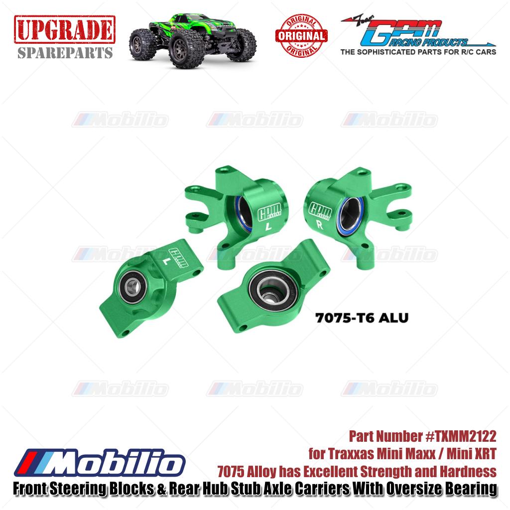 GPM Part #TXMM2122 7075 Alloy Front Steering Blocks & Rear Hub Stub Axle Carriers with Oversize Bearing for RC Traxxas Mini Maxx / Mini XRT