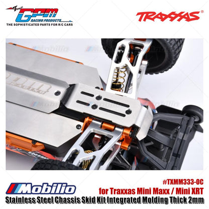 GPM Part #TXMM333-OC Stainless Steel Chassis Skid Kit Integrated Molding Thick 2mm for Traxxas Mini Maxx / Mini XRT Upgrade