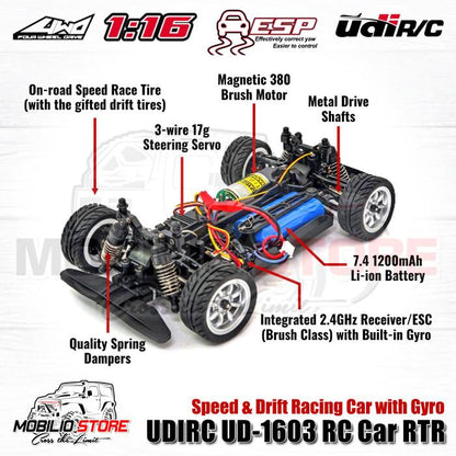 UDIR/C UD-1603 4WD 1/16 Racing Drift Rally Touring RC Car 2.4 GHz RTR