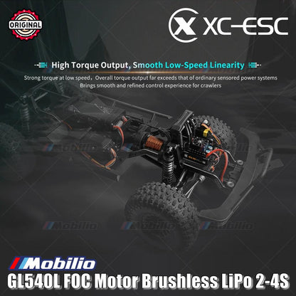 XC-ESC GL540L Sensored FOC Motor Brushless LiPo 2-4S untuk Mobil Crawler Skala 1/10 dengan Torsi Kecepatan Rendah yang Bertenaga dan Tahan Air IP67