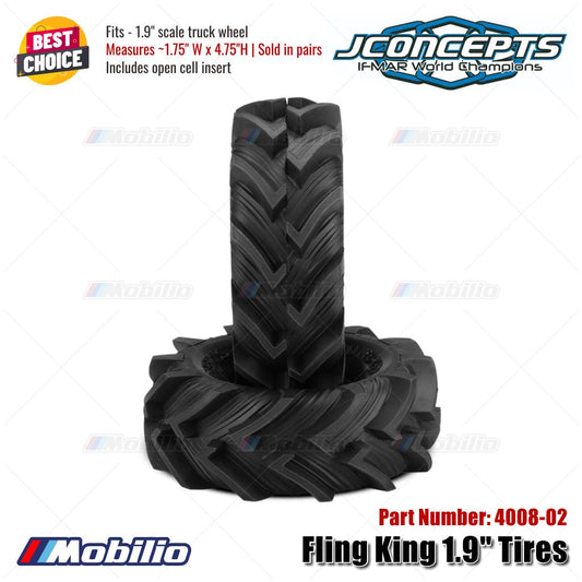 JConcepts #4008-02 Fling King 1.9" Tires 1.75"W x 4.75"H Fits - 1.9" Scale Truck Wheel