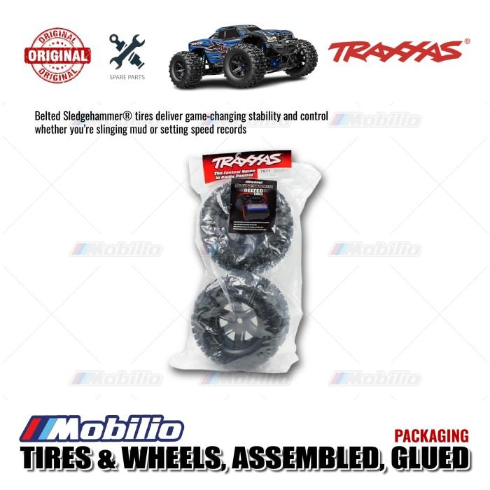 Traxxas Part #7871 Tires & Wheels Assembled Glued X-Maxx Black Wheels Sledgehammer Belted Tires Dual Profile 4.3" Outer 5.7" Inner Foam Inserts RC X-Maxx XRT