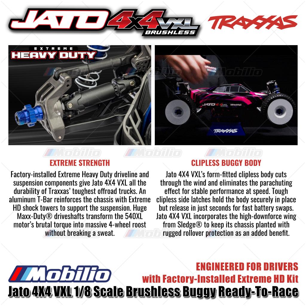 Traxxas 90386-4 Jato 4X4 VXL 1/8 Scale Brushless Buggy dengan Kit Extreme HD Pabrik RTR Kontrol Jarak Jauh &amp; Gear Velineon