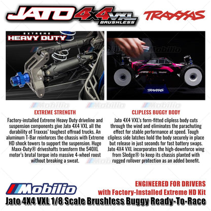 Traxxas 90386-4 Jato 4X4 VXL 1/8 Scale Brushless Buggy dengan Kit Extreme HD Pabrik RTR Kontrol Jarak Jauh &amp; Gear Velineon