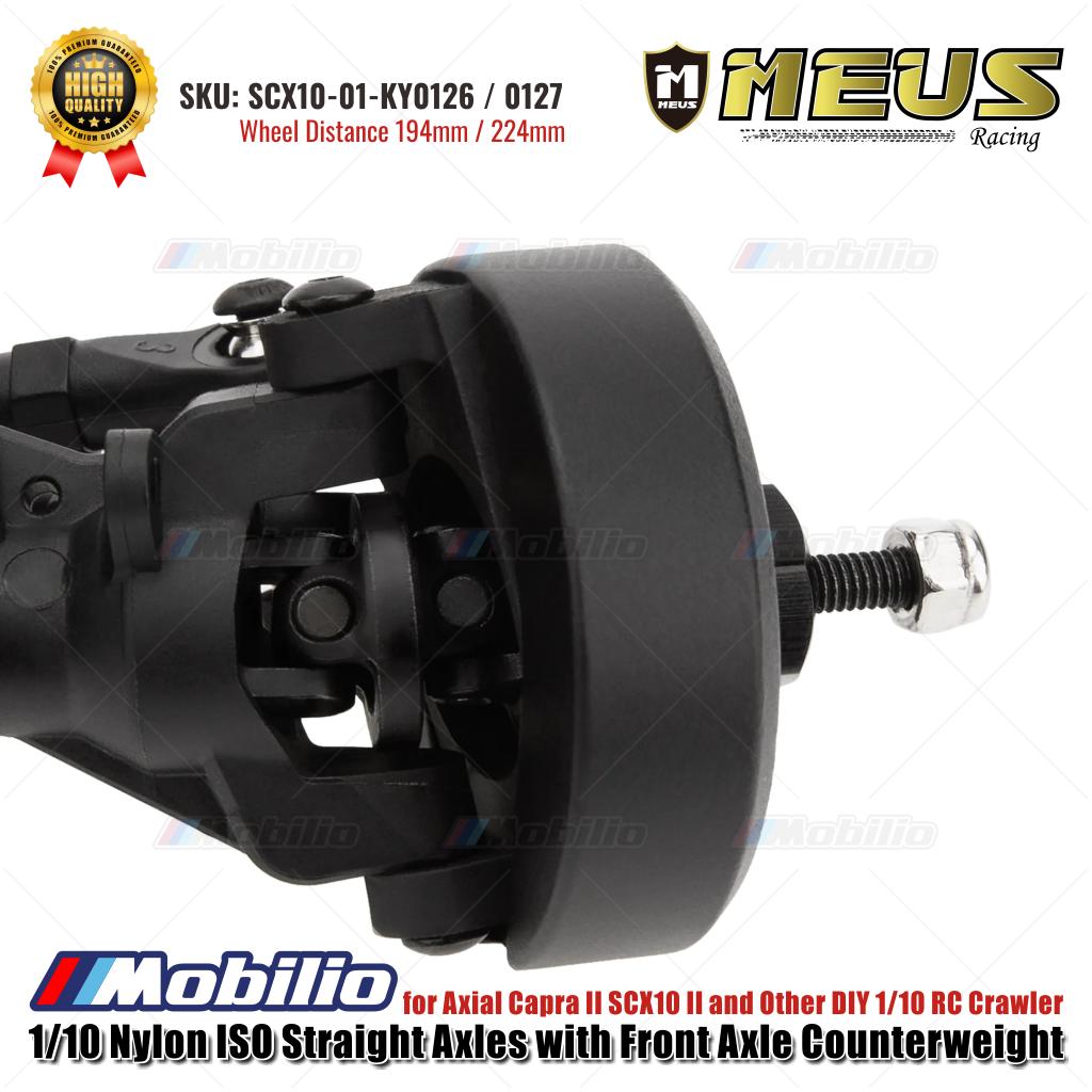 Gandar Lurus ISO Nilon 1/10 MEUS Racing dengan Penyeimbang Gandar Depan untuk Axial Capra II SCX10 II dan Crawler RC 1/10 DIY Lainnya
