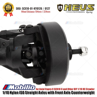 Gandar Lurus ISO Nilon 1/10 MEUS Racing dengan Penyeimbang Gandar Depan untuk Axial Capra II SCX10 II dan Crawler RC 1/10 DIY Lainnya