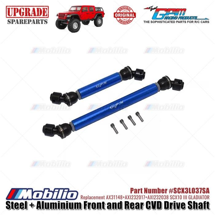 GPM Part #SCX3L037SA Steel & Aluminium Front Rear CVD Drive Shaft Upgrade RC Axial SCX10 III Jeep Gladiator Remote Motor Control Toy