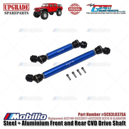 GPM Part #SCX3L037SA Steel & Aluminium Front Rear CVD Drive Shaft Upgrade RC Axial SCX10 III Jeep Gladiator Remote Motor Control Toy