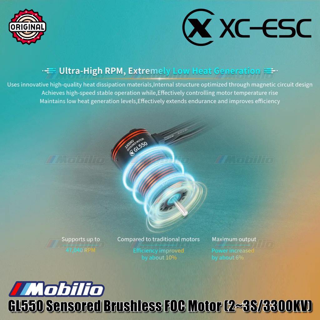 Motor FOC Tanpa Sikat XC-ESC GL550 Sensor (2~3S/3300KV) untuk Mobil Crawler Skala 1/8, 1/10 Petualangan dengan Torsi Kecepatan Rendah yang Kuat dan Tahan Air IP67