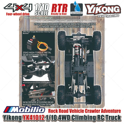 Yikong YK41012 1/10 4WD Climbing RC Truck Rock Road Vehicle Crawler Adventure