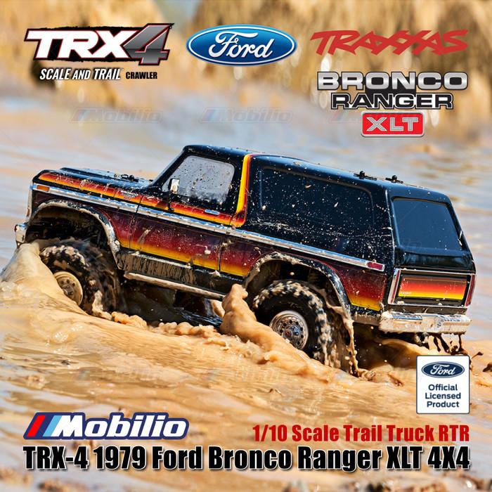 Traxxas TRX-4 1979 Ford Bronco Ranger 4X4 Skala 1/10 Truk Trail TRX4 RC Crawler Petualangan