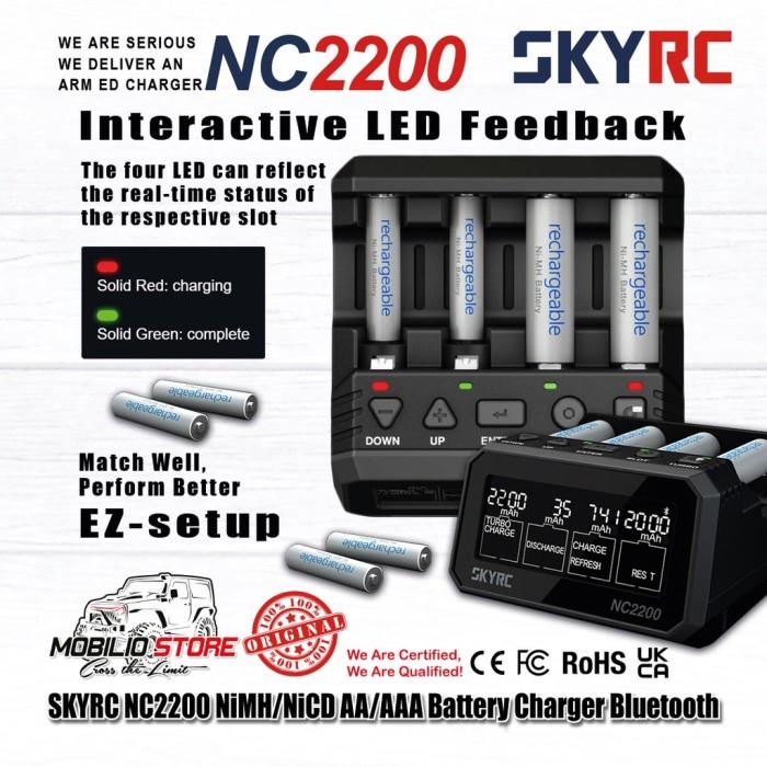 SKYRC NC2200 12V/2.0A 4Slot Pengisi Daya Baterai AA AAA NiMH/NiCD Bluetooth