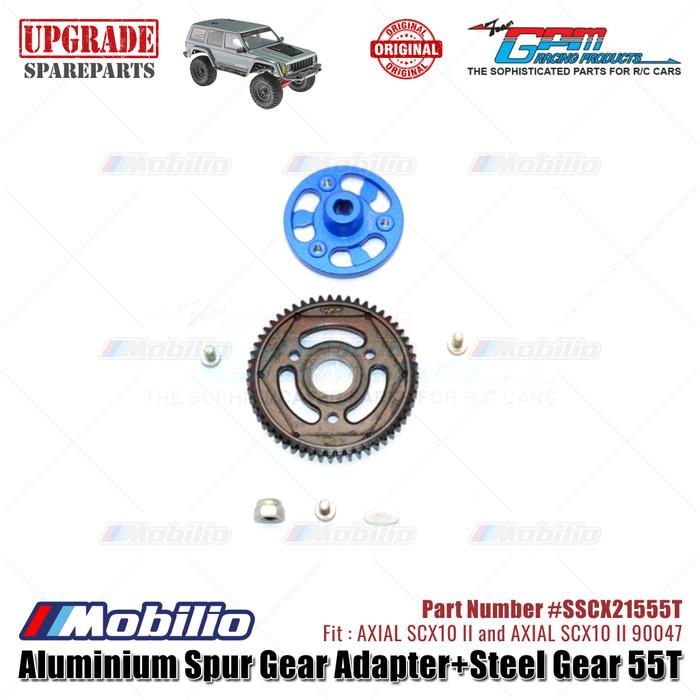 GPM Part #SSCX21555T Aluminium Spur Gear Adapter and Steel Gear 55T RC Upgrade Axial SCX10 II Crawler Adventure