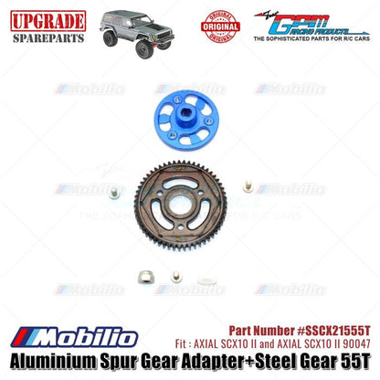 GPM Part #SSCX21555T Aluminium Spur Gear Adapter and Steel Gear 55T RC Upgrade Axial SCX10 II Crawler Adventure