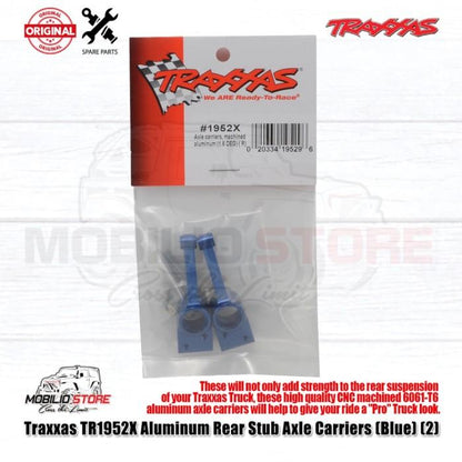 Traxxas Part #1952X Aluminum Rear Stub Axle Carriers Blue for Slash Rustler