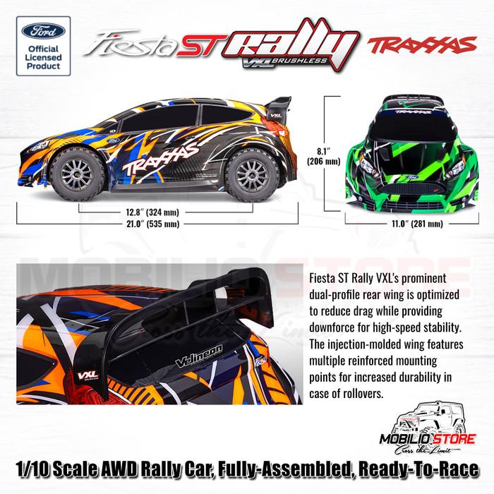 Traxxas 74276-4 Ford Fiesta ST Rally VXL Brushless 1/10 Scale AWD Rally Car RTR 60+ MPH dengan Velineon VXL-3s ESC dan TQi 2.4 GHz Radio System - Kontrol
