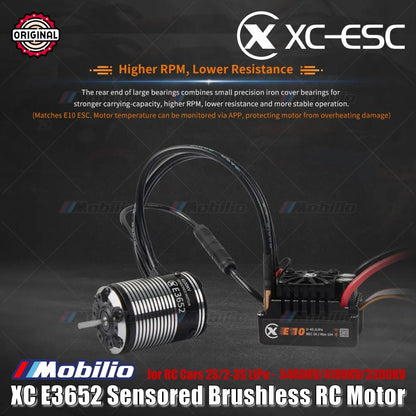 Motor RC Brushless Sensored XC-ESC E3652 2S/2-3S LiPo 5400KV/4100KV/3300KV untuk Mobil RC