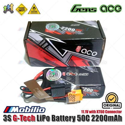 Gens Ace 3S G-Tech LiPo Battery 11.1V 50C 2200mAh with XT60 Connector
