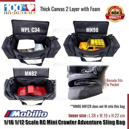 Tas Selempang Mini Crawler RC Skala 1/16 1/12 Petualangan Kanvas Kualitas Tinggi Bagian Dalam 38x16x22cm