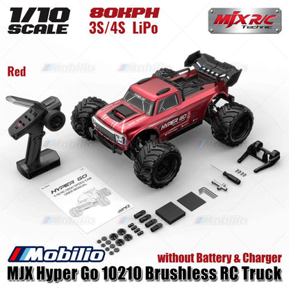 MJX Hyper Go 10210 1/10 Brushless RC Truck Grey / Red - 80KPH 3S / 4S LiPo without Battery & Charger