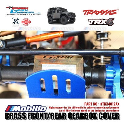 GPM Part #TRX4012AX Brass Front/Rear Gearbox Cover for Traxxas TRX4 Crawler Car