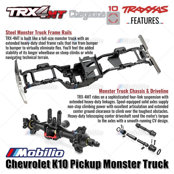 Traxxas 98064-1 TRX-4MT Chevrolet K10 Pickup Monster Truck Bigfoot Skala 1/18 4X4 RTR Rakitan Lengkap Tahan Air TRX4MT Tanpa Klip