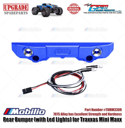 GPM Part #TXMM330R 7075 Alloy Rear Bumper (with Led Lights) for RC Traxxas Mini Maxx