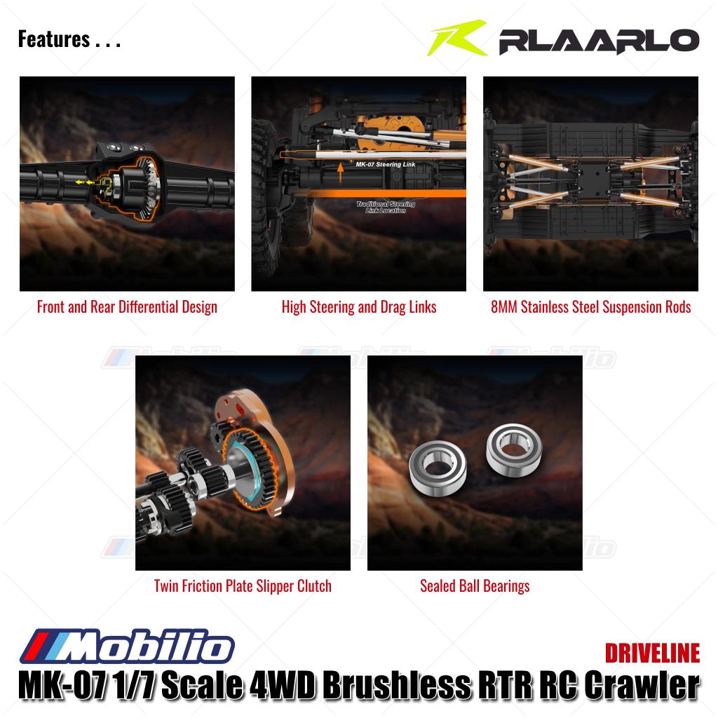 Rlaarlo MK-07 Skala 1/7 4WD Brushless RTR 2.4GHz RC Crawler Desain Bertema Dinosaurus yang Dilukis Tangan, Petualangan, Kendali Jarak Jauh