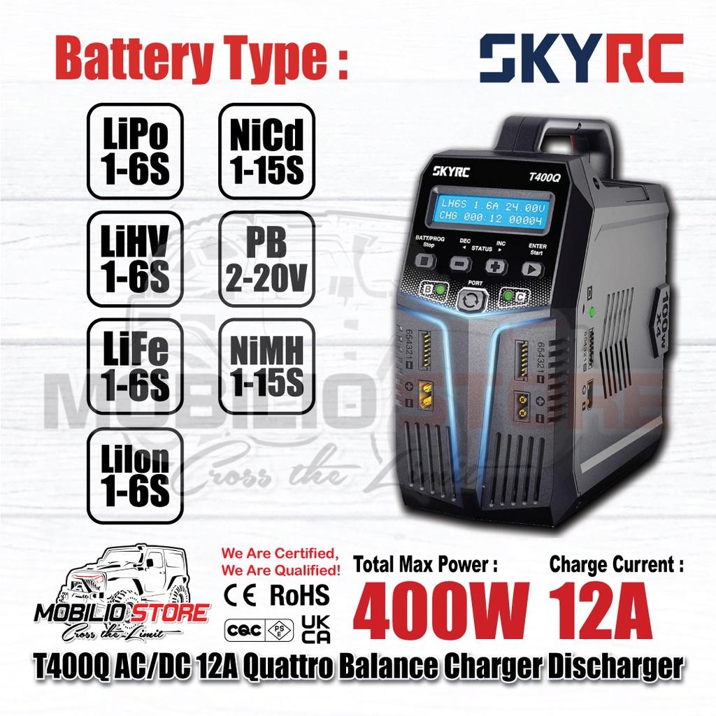 SKYRC T400Q AC/DC 4x100W 12A Pengisi Daya Penyeimbang Quattro Pengosong
