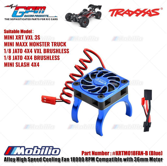 GPM Part #XRTM018FAN Aluminum 6061-T6 Alloy High Speed Cooling Fan 18000 RPM Compatible with 36mm Motor for Traxxas 1:16 Mini Maxx / Mini XRT 3S / 1/8 Jato 2S 4S Upgrade Parts