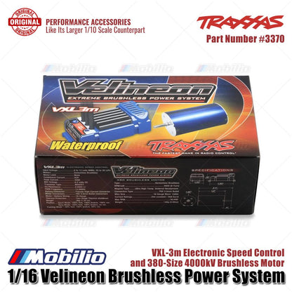 Traxxas Part #3370 1/16 Velineon Brushless Power System VXL-3m Electronic Speed Control and 380-Size 4000KV Brushless Motor