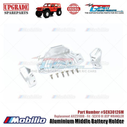GPM Part #SCX30126M Aluminium Middle Battery Holder Upgrade Axial SCX10 III Jeep Wrangler AXI231008 Replacement