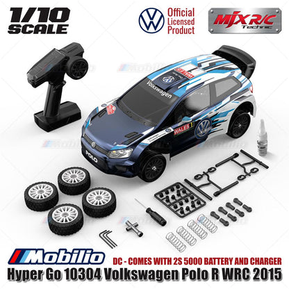 MJX Hyper Go 10304 (DC) 70KPH Brushless 1:10 Scale VW Polo Rally Car with Battery 2S 5000 and Charger