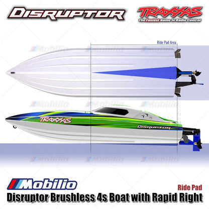 Traxxas 106064-4 Disruptor Brushless 4s Boat dengan Rapid Right Motor Outrunner Brushless RTR Kontrol Jarak Jauh untuk Air - Control
