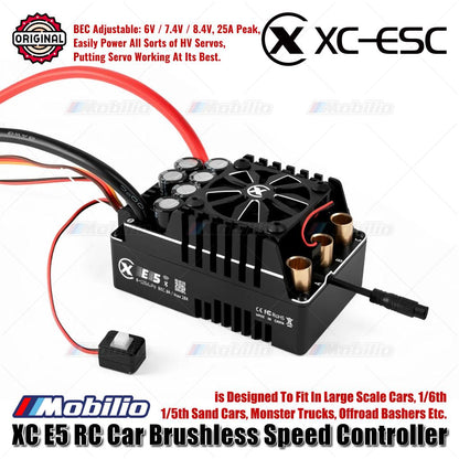 XC-ESC E5 ESC Tanpa Sikat Terdeteksi untuk Mobil RC LiPo 6-12S 200A Kontinu BEC 8A 25A Puncak