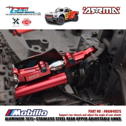 GPM Part #MAM4057S Aluminum and Stainless Steel Rear Upper Adjustable Links Arrma 1/8 Mojave 4X4 4S BLX Desert Truck  Remote Control