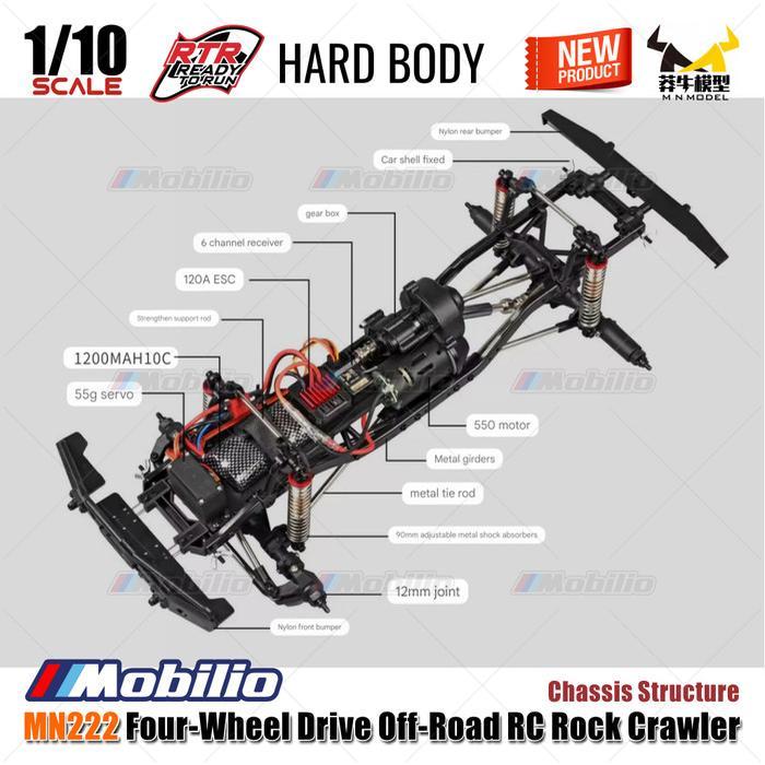 MN222 Four-Wheel Drive Off-Road RC Rock Crawler 1/10 Scale RTR Hard Body MN 222
